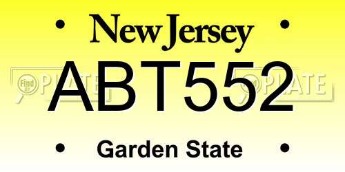 ABT552 New Jersey License Plate