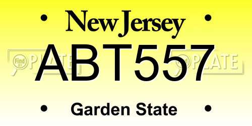 ABT557 New Jersey License Plate
