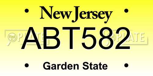 ABT582 New Jersey License Plate
