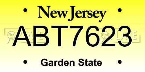 ABT7623 New Jersey License Plate