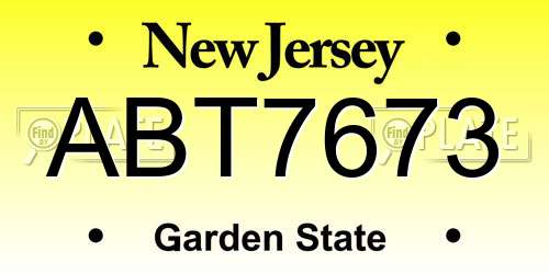 ABT7673 New Jersey License Plate