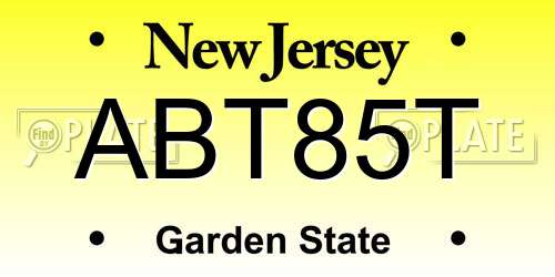 ABT85T New Jersey License Plate