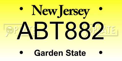 ABT882 New Jersey License Plate