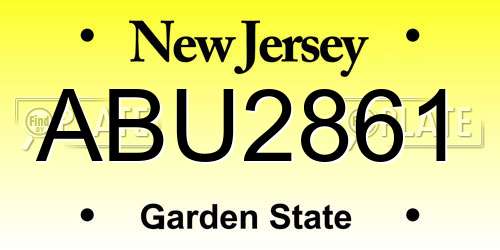 ABU2861 New Jersey License Plate