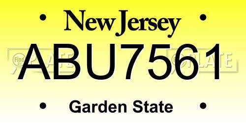 ABU7561 New Jersey License Plate