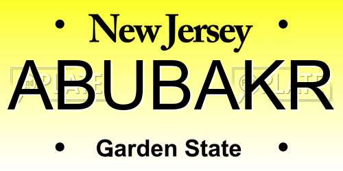 ABUBAKR New Jersey License Plate