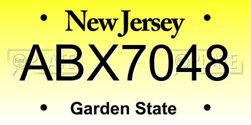 ABX7048 New Jersey License Plate