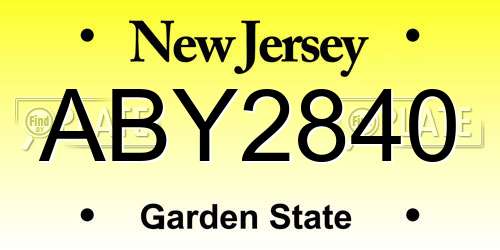 ABY2840 New Jersey License Plate