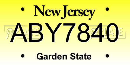ABY7840 New Jersey License Plate