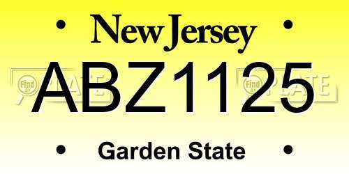 ABZ1125 New Jersey License Plate