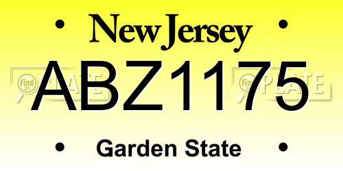 ABZ1175 New Jersey License Plate