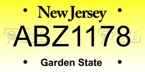 ABZ1178 New Jersey License Plate