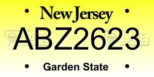 ABZ2623 New Jersey License Plate