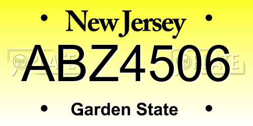 ABZ4506 New Jersey License Plate