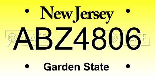 ABZ4806 New Jersey License Plate