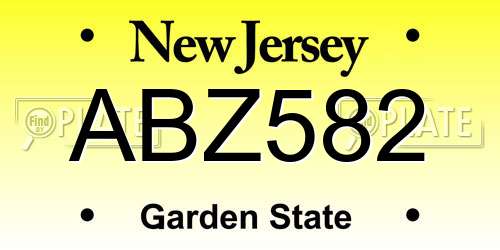 ABZ582 New Jersey License Plate