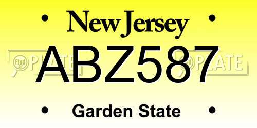ABZ587 New Jersey License Plate