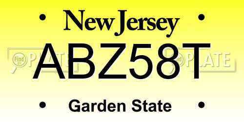 ABZ58T New Jersey License Plate