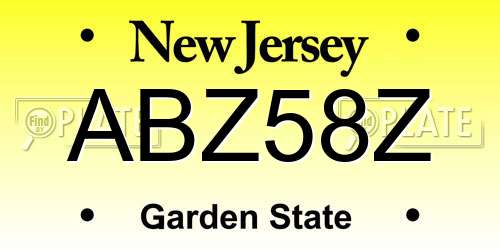 ABZ58Z New Jersey License Plate
