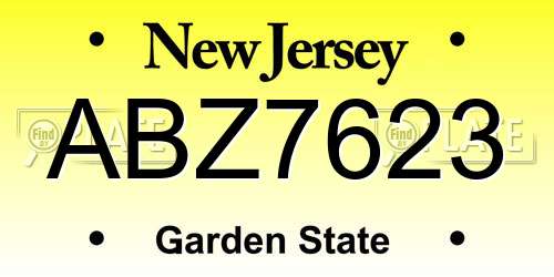 ABZ7623 New Jersey License Plate