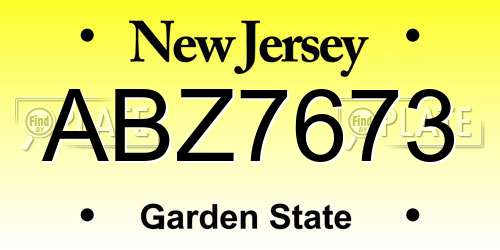 ABZ7673 New Jersey License Plate
