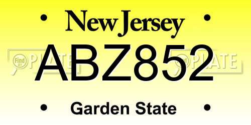 ABZ852 New Jersey License Plate