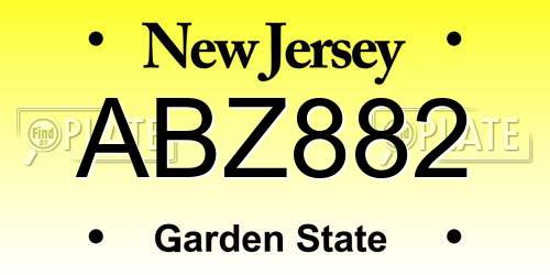 ABZ882 New Jersey License Plate