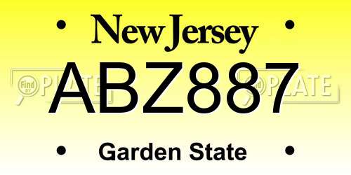 ABZ887 New Jersey License Plate