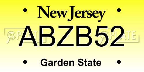 ABZB52 New Jersey License Plate