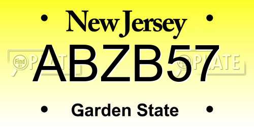 ABZB57 New Jersey License Plate