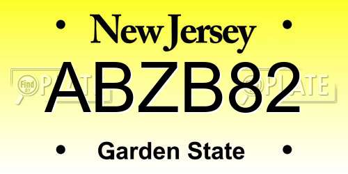 ABZB82 New Jersey License Plate