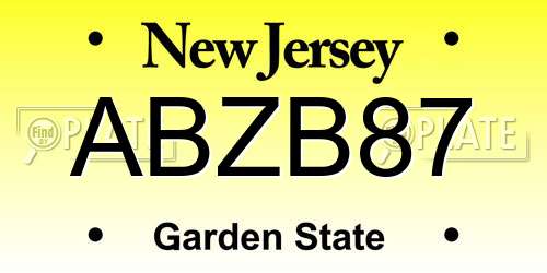 ABZB87 New Jersey License Plate