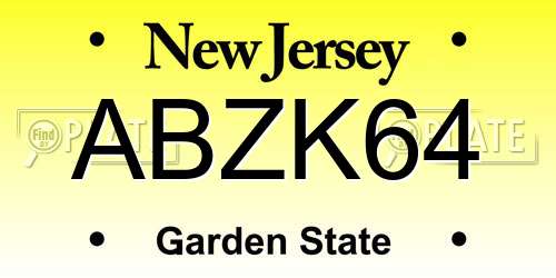 ABZK64 New Jersey License Plate