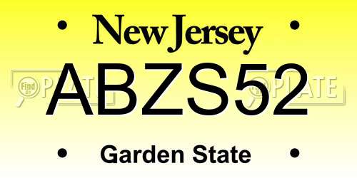 ABZS52 New Jersey License Plate
