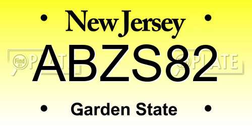 ABZS82 New Jersey License Plate