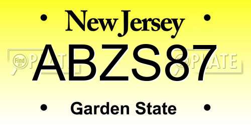 ABZS87 New Jersey License Plate