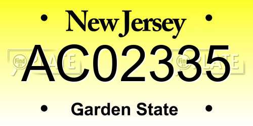AC02335 New Jersey License Plate