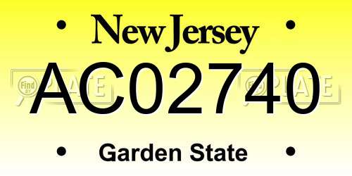 AC02740 New Jersey License Plate