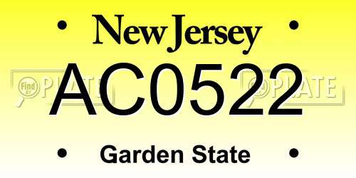 AC0522 New Jersey License Plate