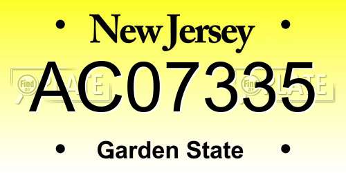 AC07335 New Jersey License Plate