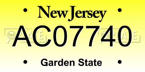 AC07740 New Jersey License Plate
