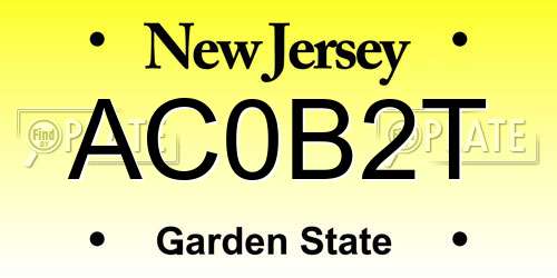 AC0B2T New Jersey License Plate