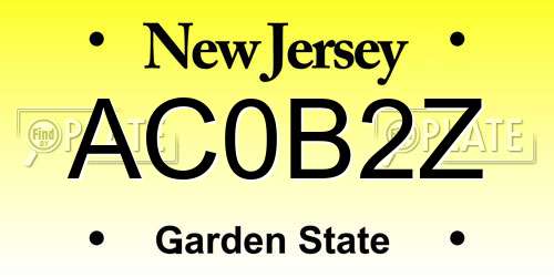 AC0B2Z New Jersey License Plate