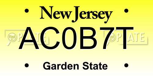 AC0B7T New Jersey License Plate