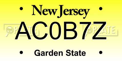 AC0B7Z New Jersey License Plate