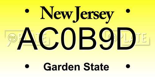 AC0B9D New Jersey License Plate