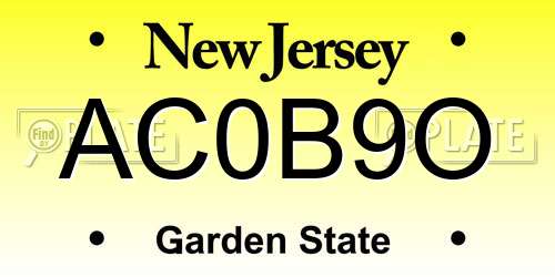AC0B9O New Jersey License Plate
