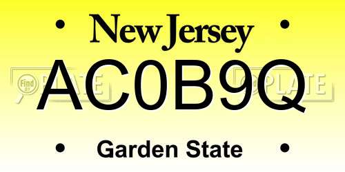 AC0B9Q New Jersey License Plate