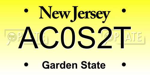 AC0S2T New Jersey License Plate
