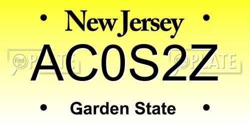 AC0S2Z New Jersey License Plate